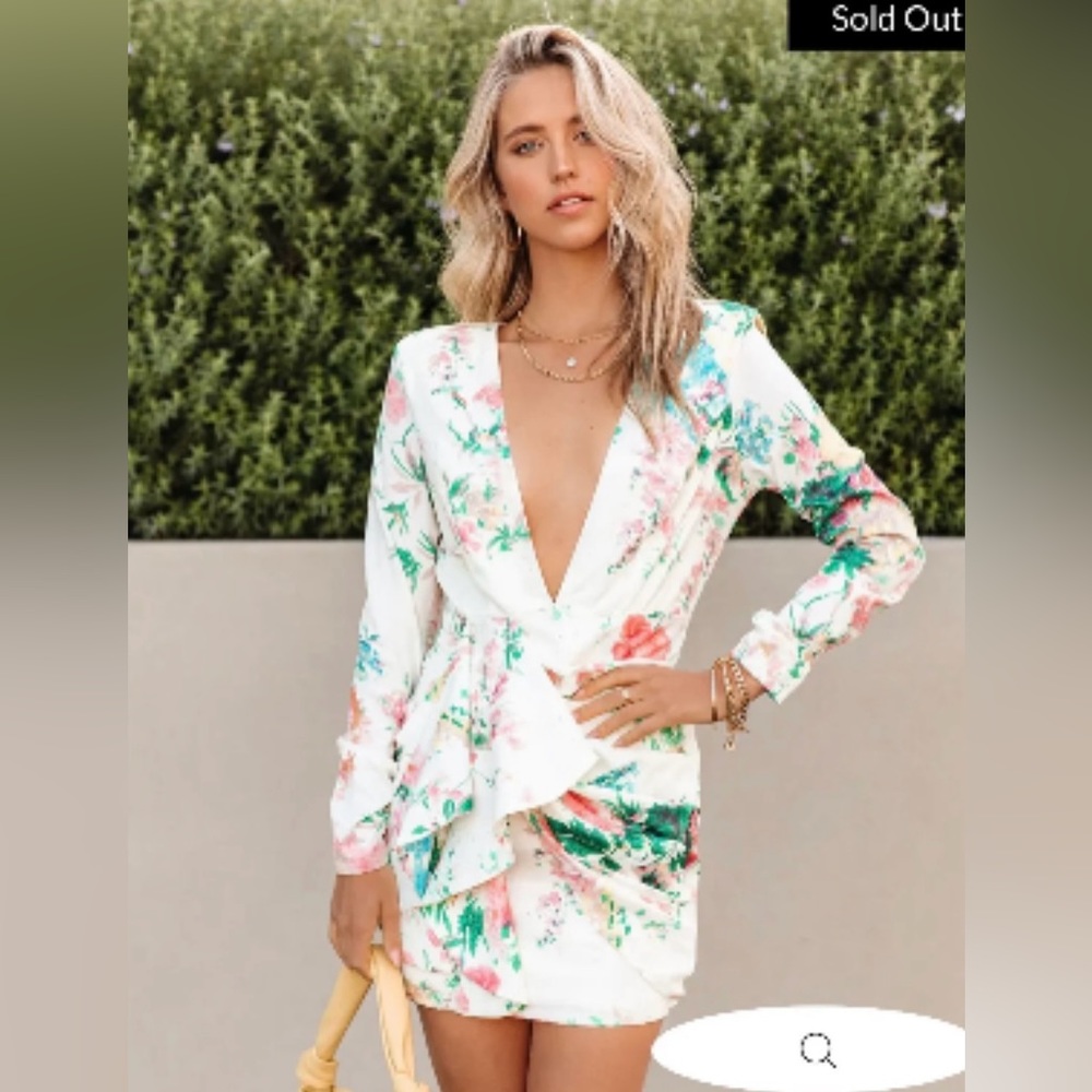 Vici Cascade Gathered Mini Dress - size M